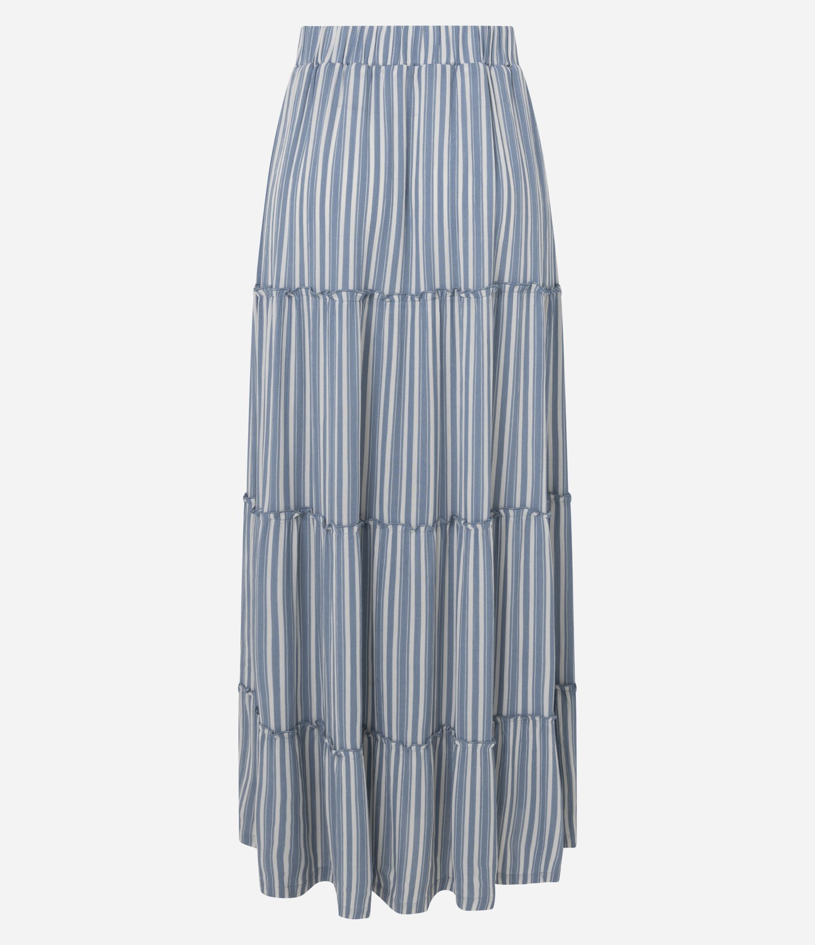 Saia Longa em Viscolinho com Estampa de Listras e Marias Azul 5