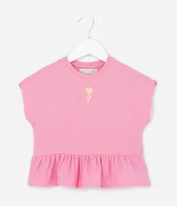 Blusa Infantil com Bordado e Babado - Tam 1 a 6 Anos