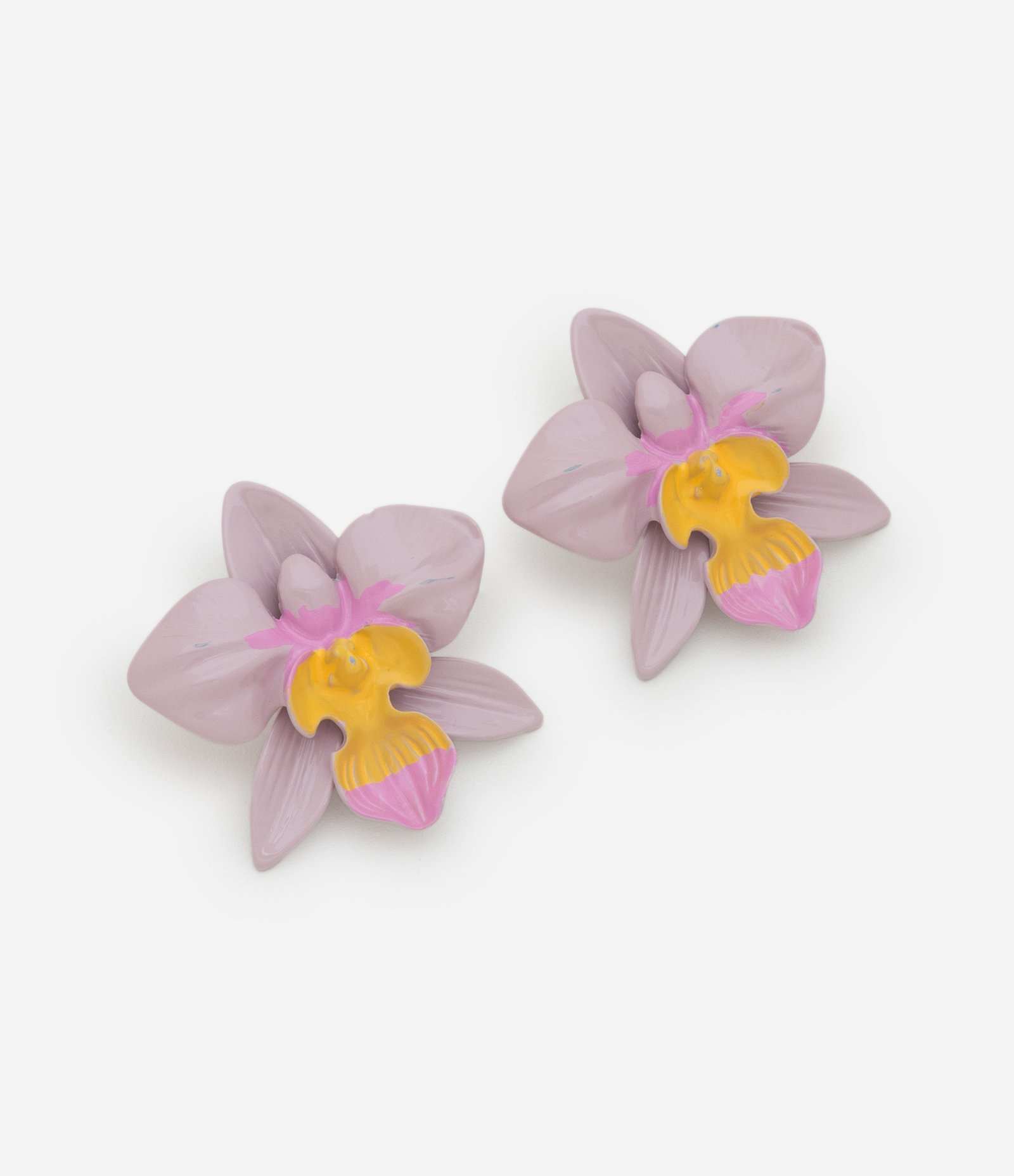 Brinco Botão em Formato de Flor Orquídea Lilás 1