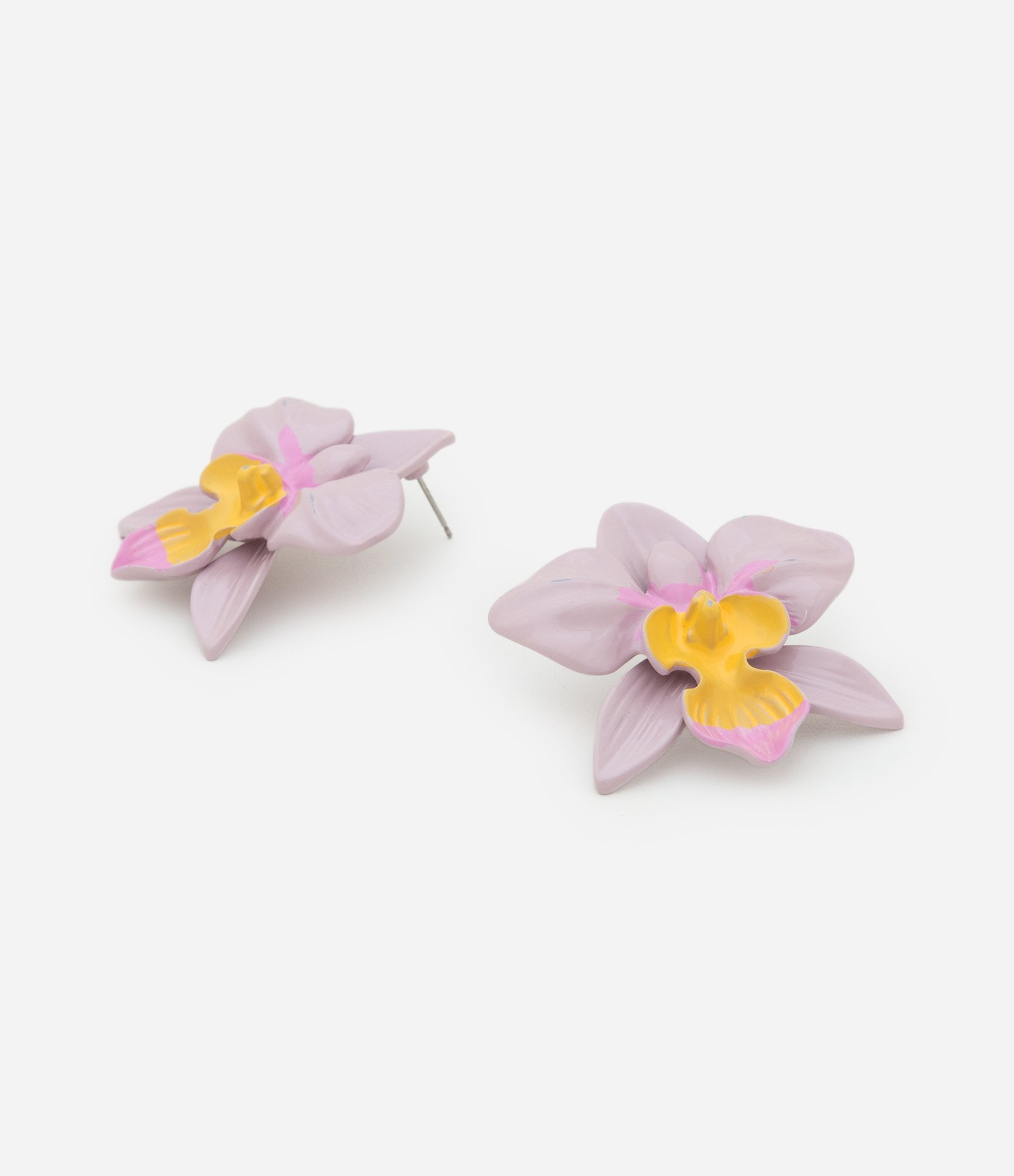 Brinco Botão em Formato de Flor Orquídea Lilás 2
