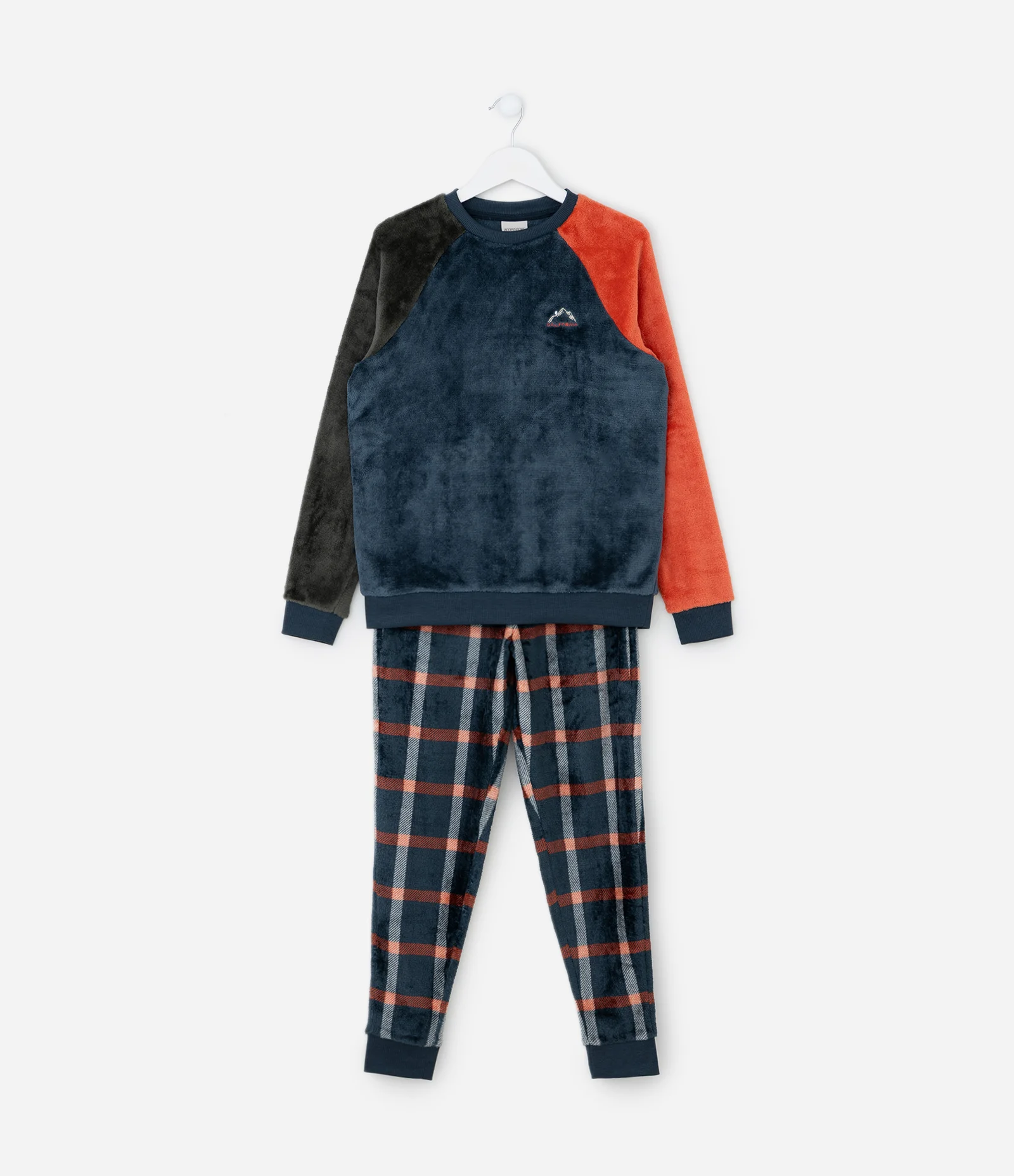 Pijama Longo Infantil em Fleece Montanha - Tam 7 aos 16 Anos Azul 1