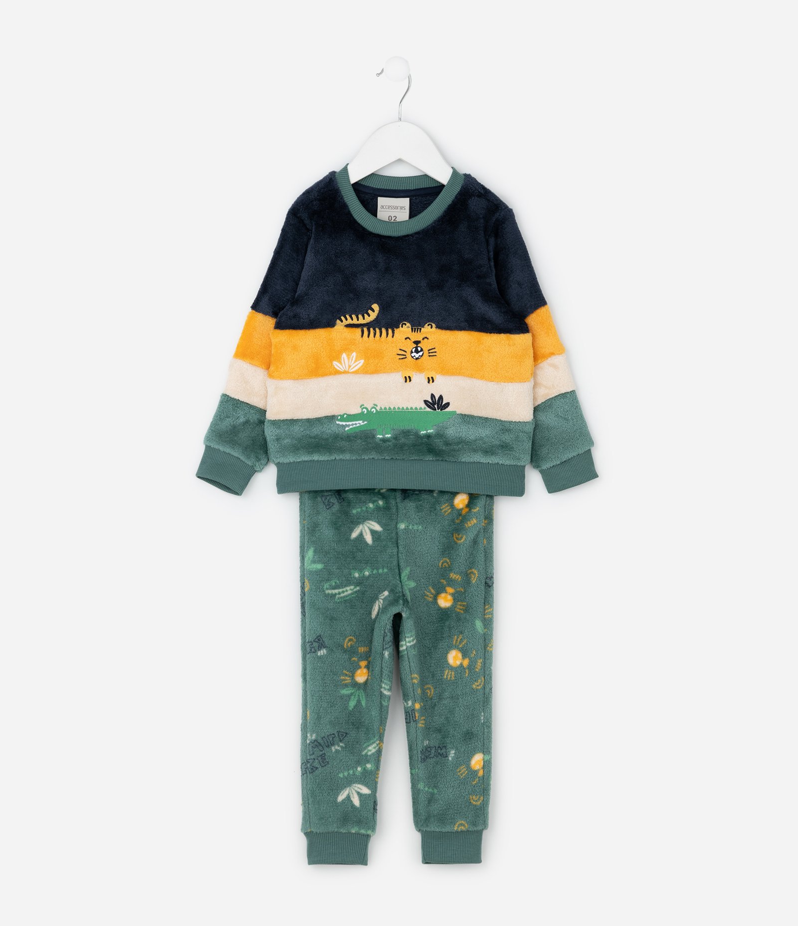 Pijama Infantil com Estampa Animais e Blocos de Cores – Tam 1 a 4 Anos Verde 1