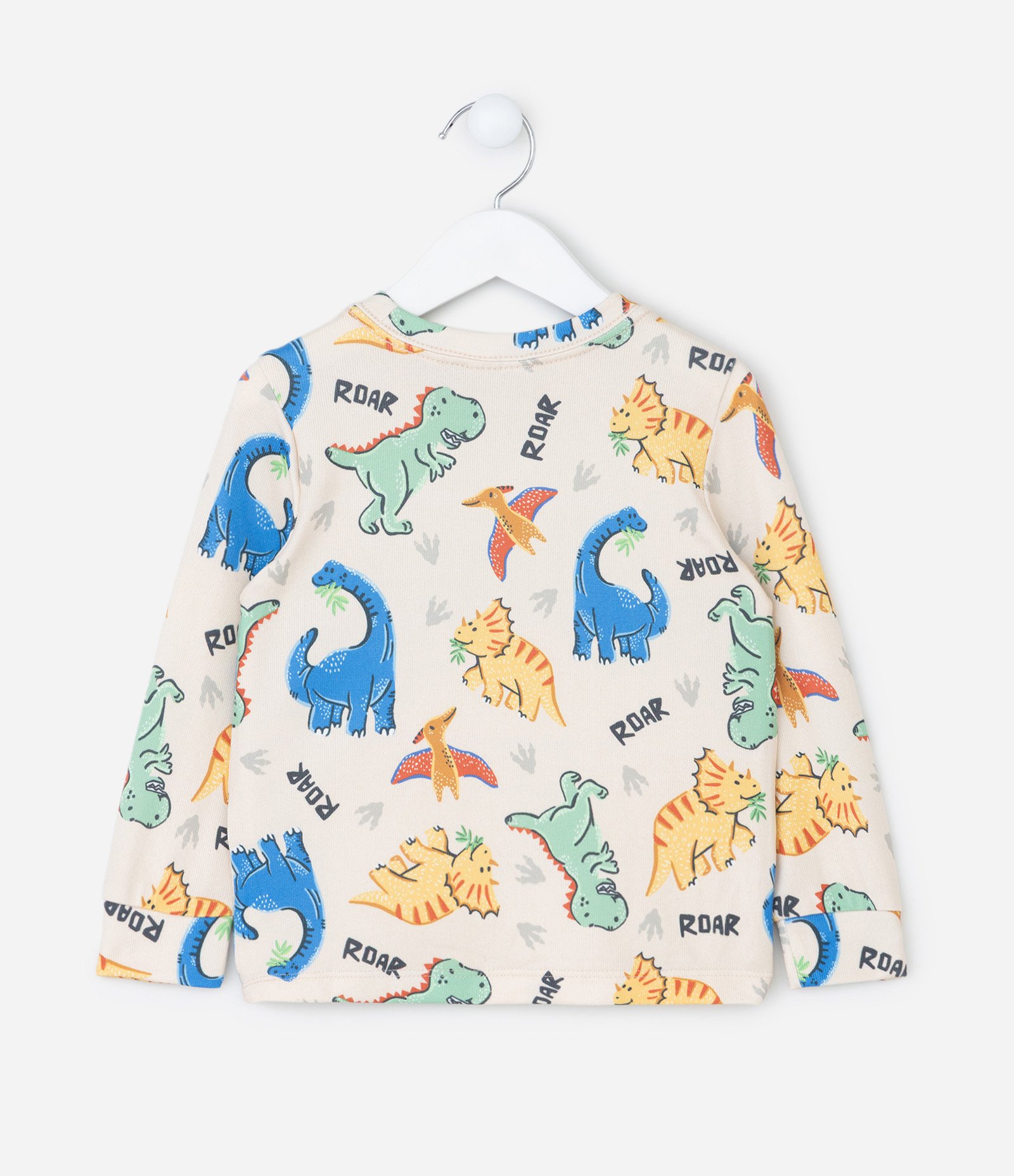 Pijama Infantil com Estampa de Dinossauros – Tam 2 a 6 Anos Off White 3
