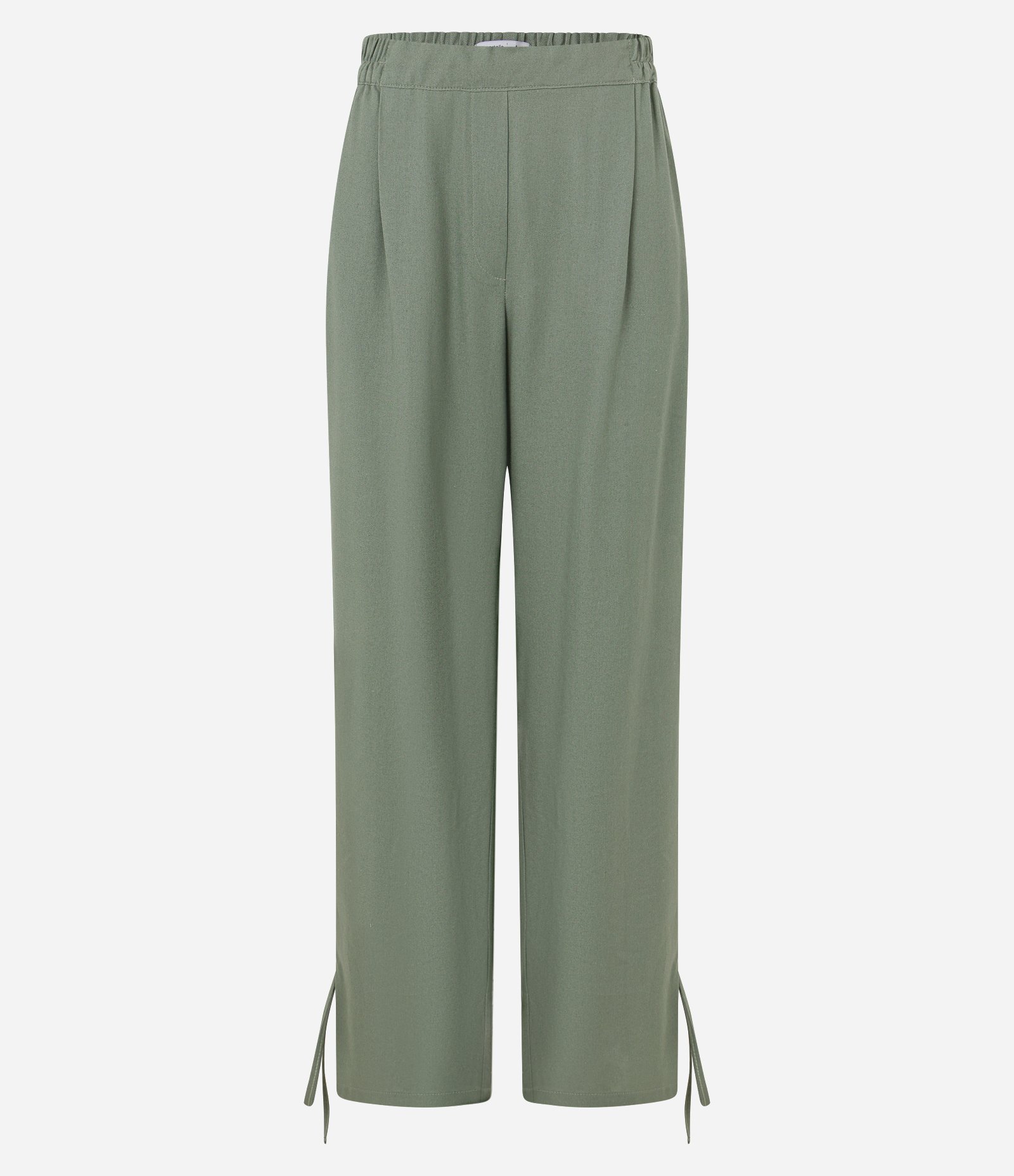 Calça Reta em Viscolinho com Amarração na Barra Verde 7