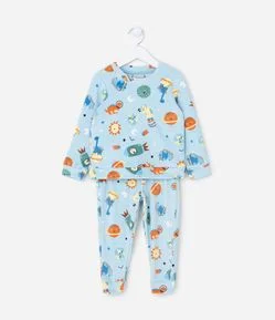 Pijama Infantil Longo com Estampa de Planetas que Brilha no Escuro – Tam 2 a 8 Anos
