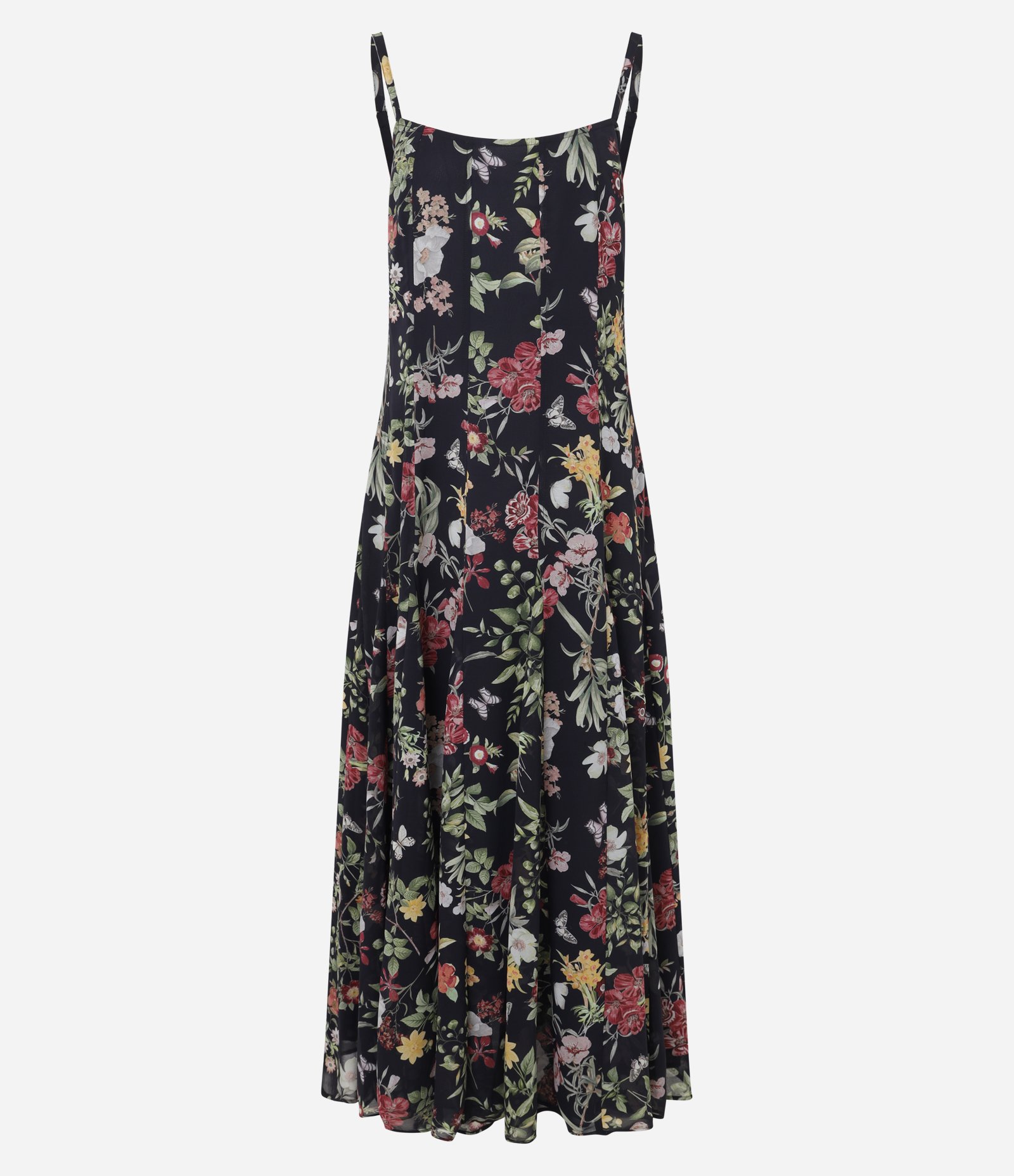 Vestido Long Midi em Chiffon Floral Preto 6
