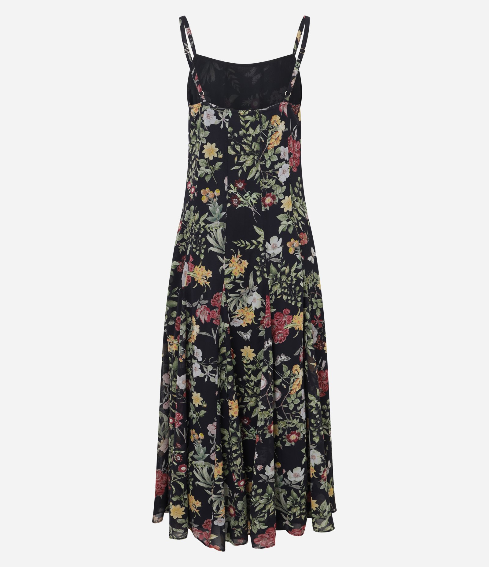Vestido Long Midi em Chiffon Floral Preto 8