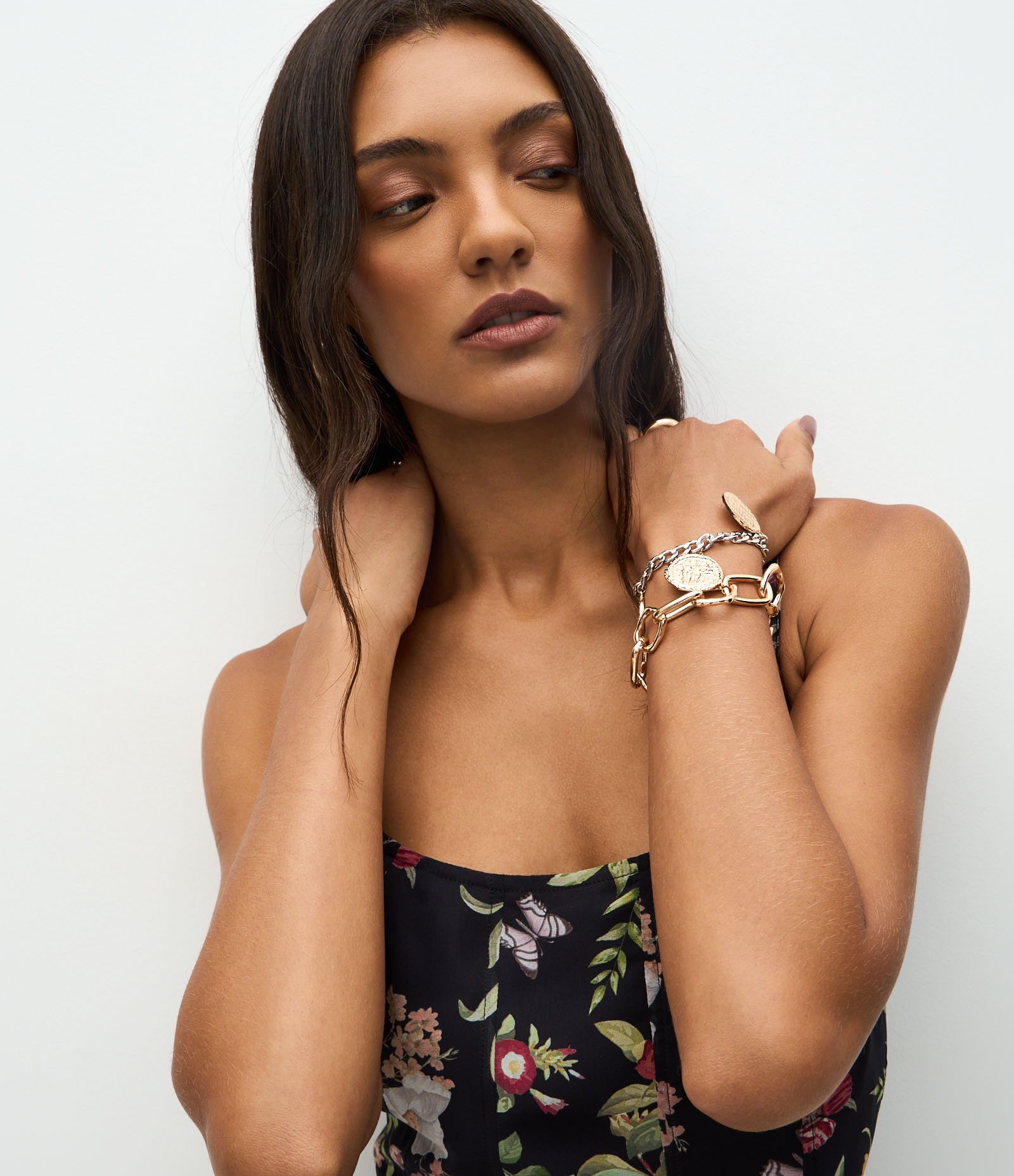 Vestido Long Midi em Chiffon Floral Preto 5