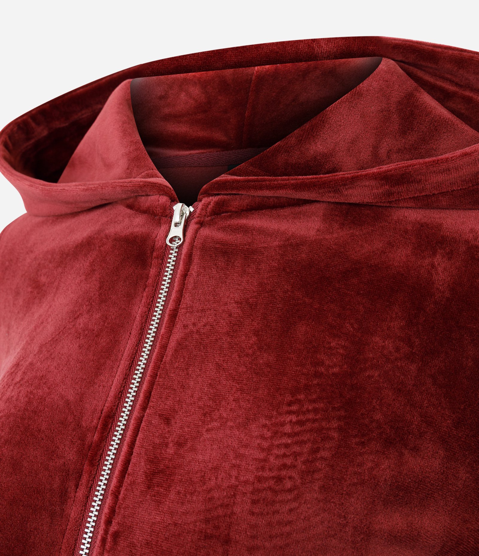 Casaco Aberto em Plush com Zíper e Bolsos Vermelho 2