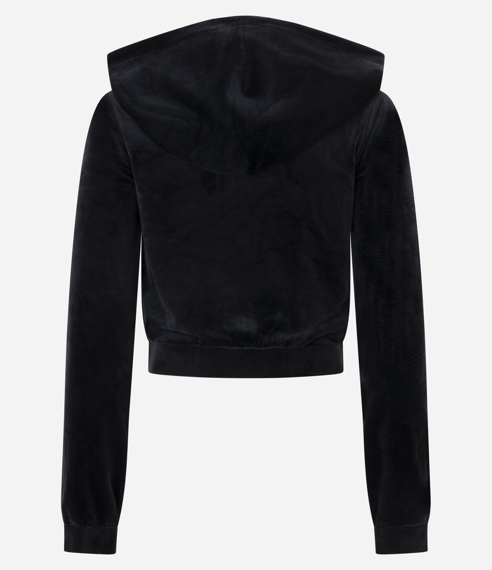 Casaco Aberto em Plush com Zíper e Bolsos Preto 3