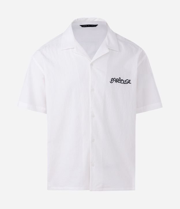 Camisa Boxy em Algodão Texturizado com Estampa Paradise