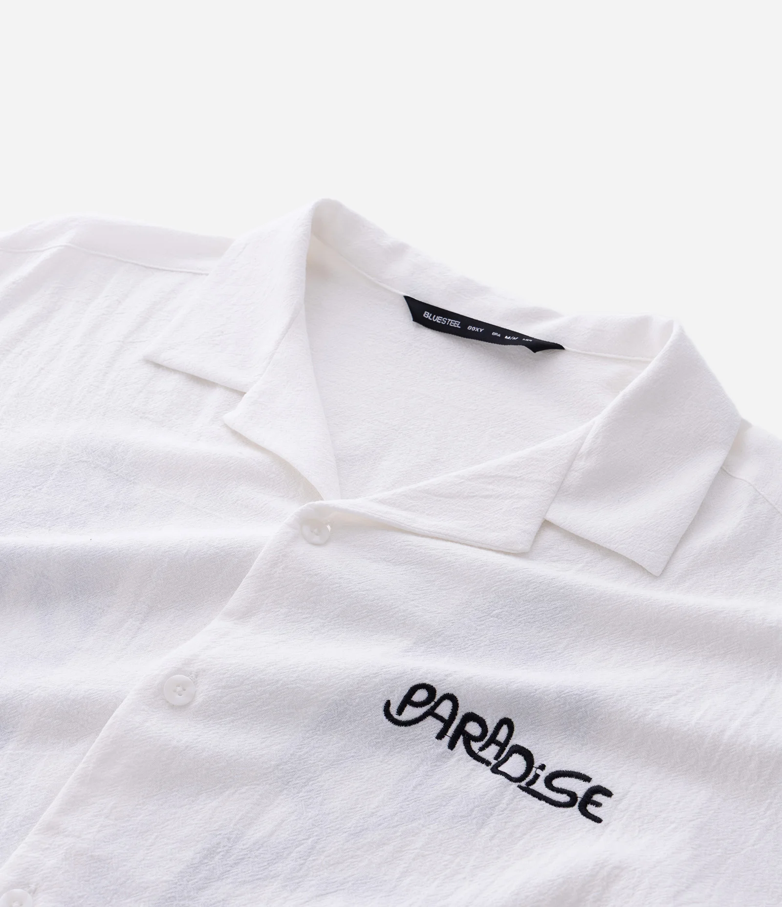 Camisa Boxy em Algodão Texturizado com Estampa Paradise Branco 9