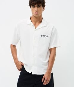 Camisa Boxy em Algodão Texturizado com Estampa Paradise
