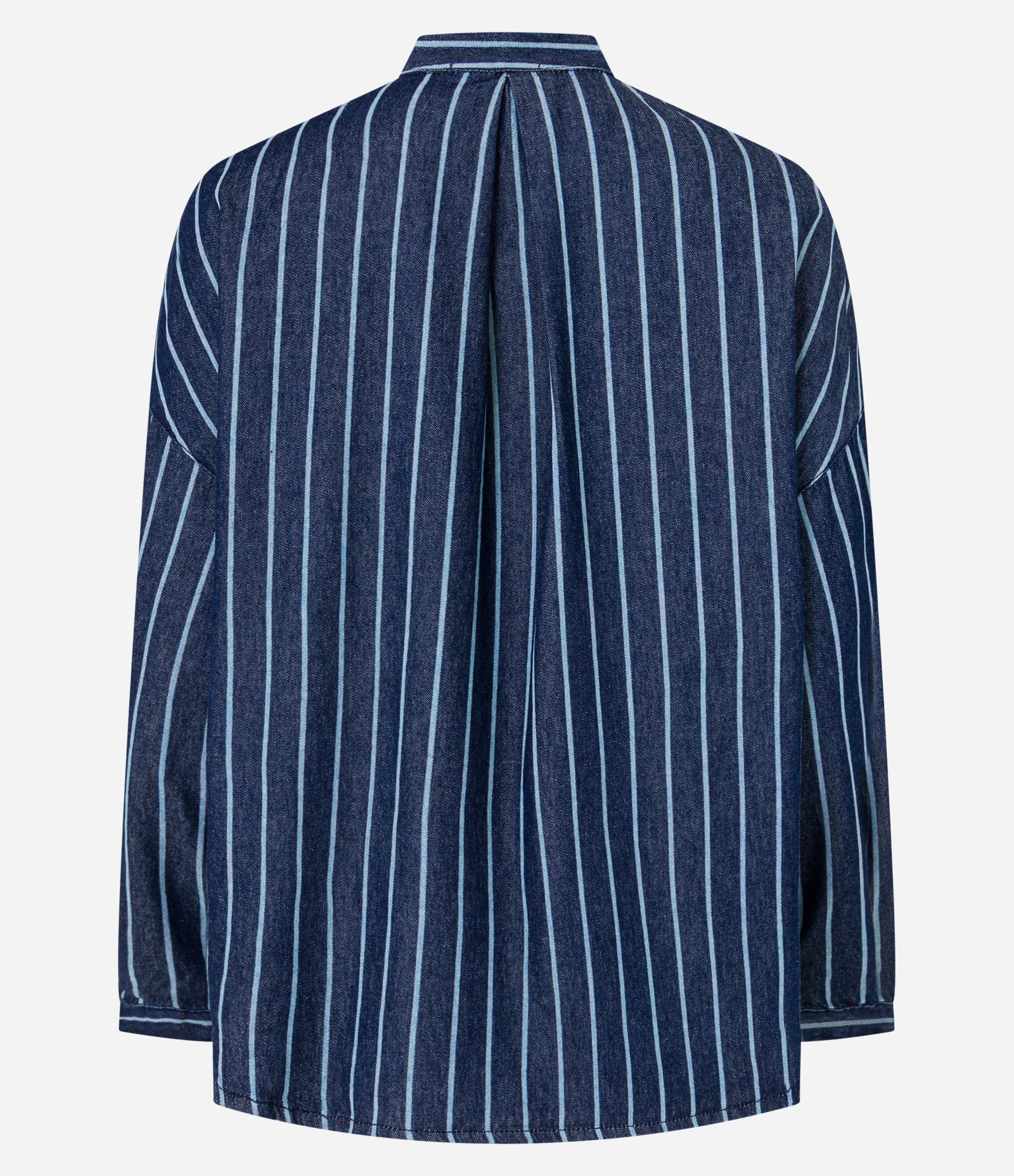 Camisa em Jeans com Gola Padre e Listras Azul 6