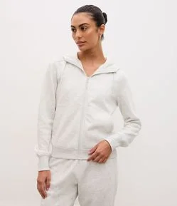Jaqueta Regular Esportiva em Moletom com Capuz