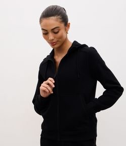 Jaqueta Regular Esportiva em Moletom com Capuz