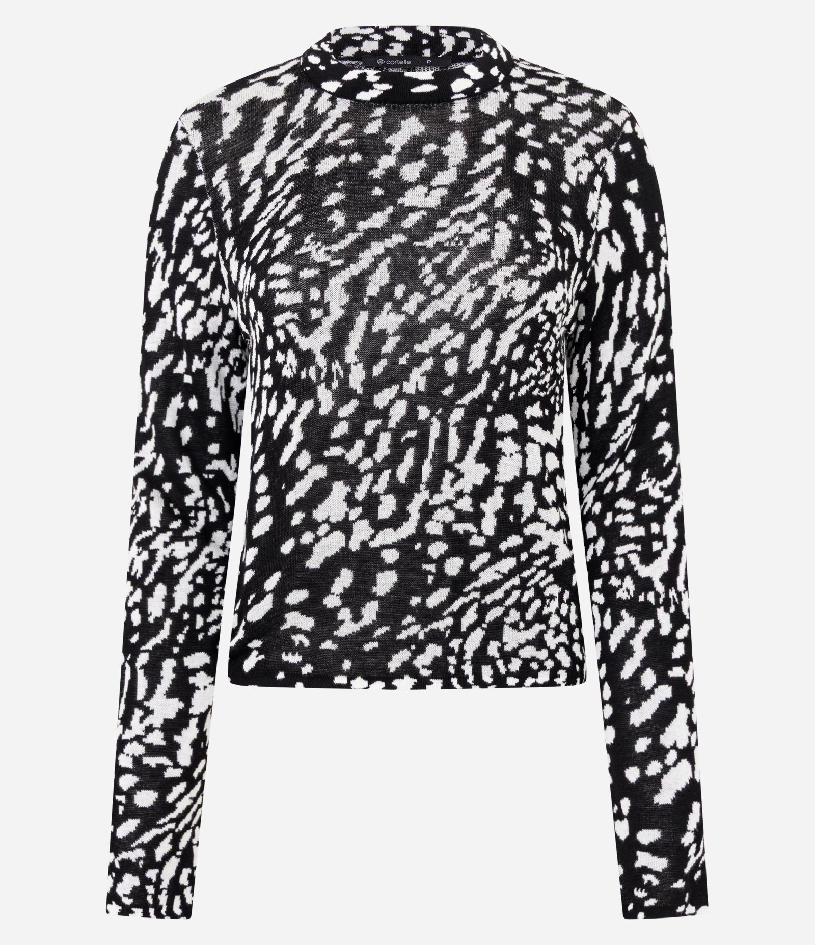 Blusa Regular em Tricô com Estampa Animal Print Preto 1