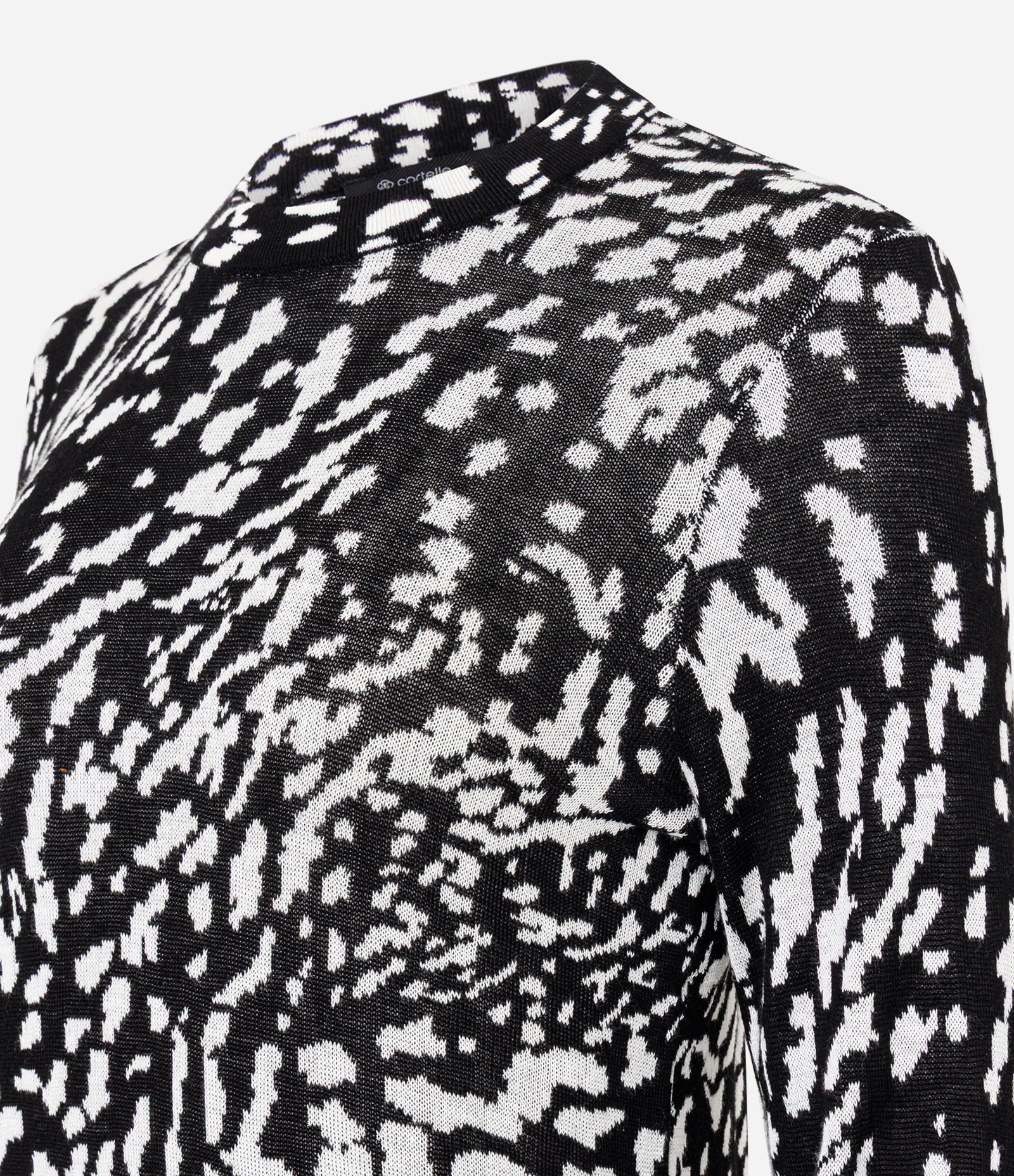 Blusa Regular em Tricô com Estampa Animal Print Preto 2