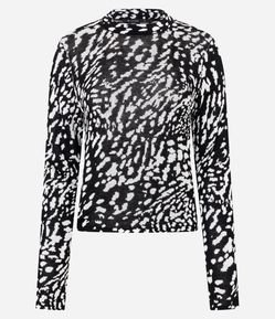 Blusa Regular em Tricô com Estampa Animal Print