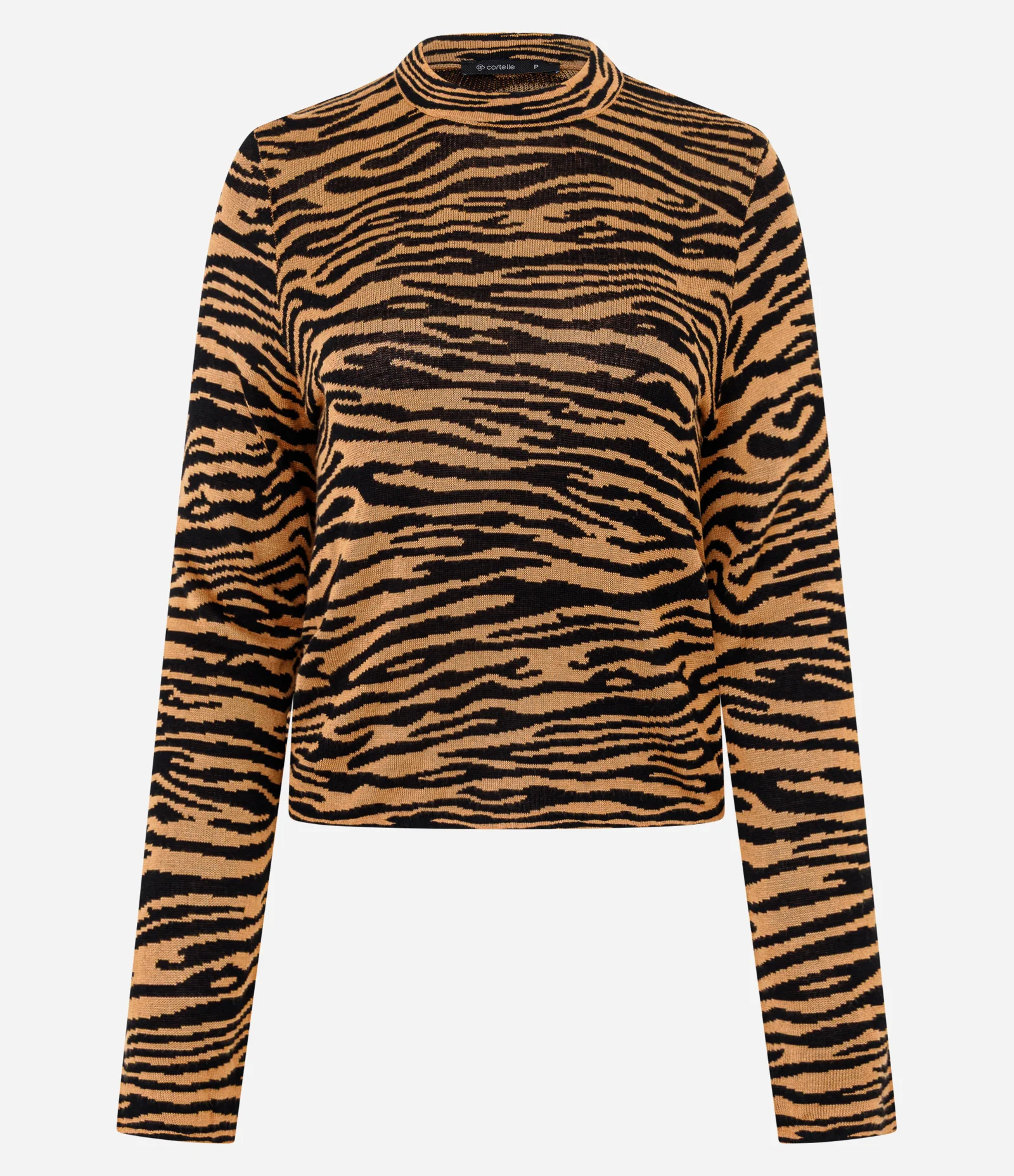 Blusa em Tricô com Manga Longa e Estampa Animal Print Marrom 1