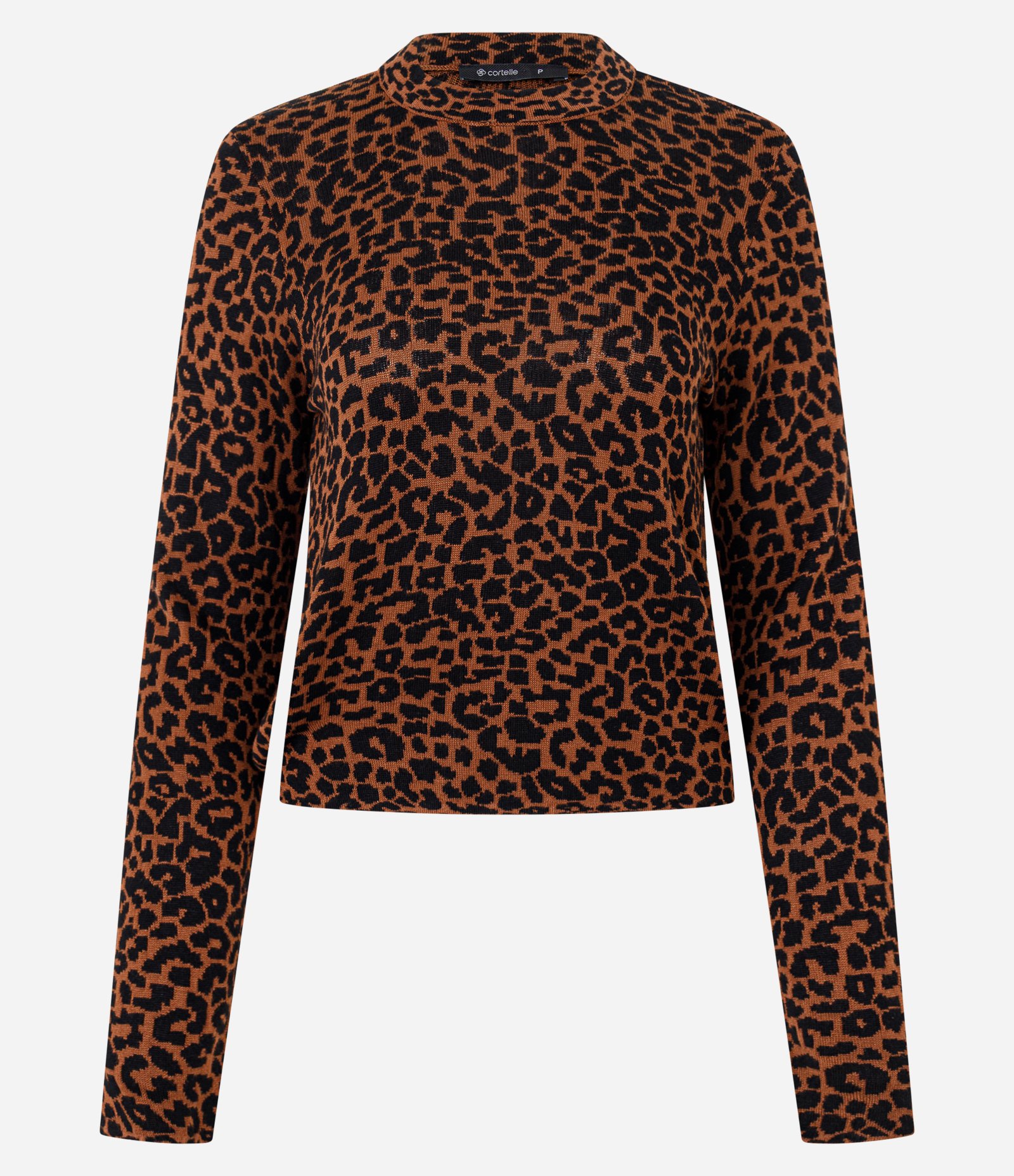 Blusa Manga Longa em Tricô com Estampa Animal Print Marrom 1