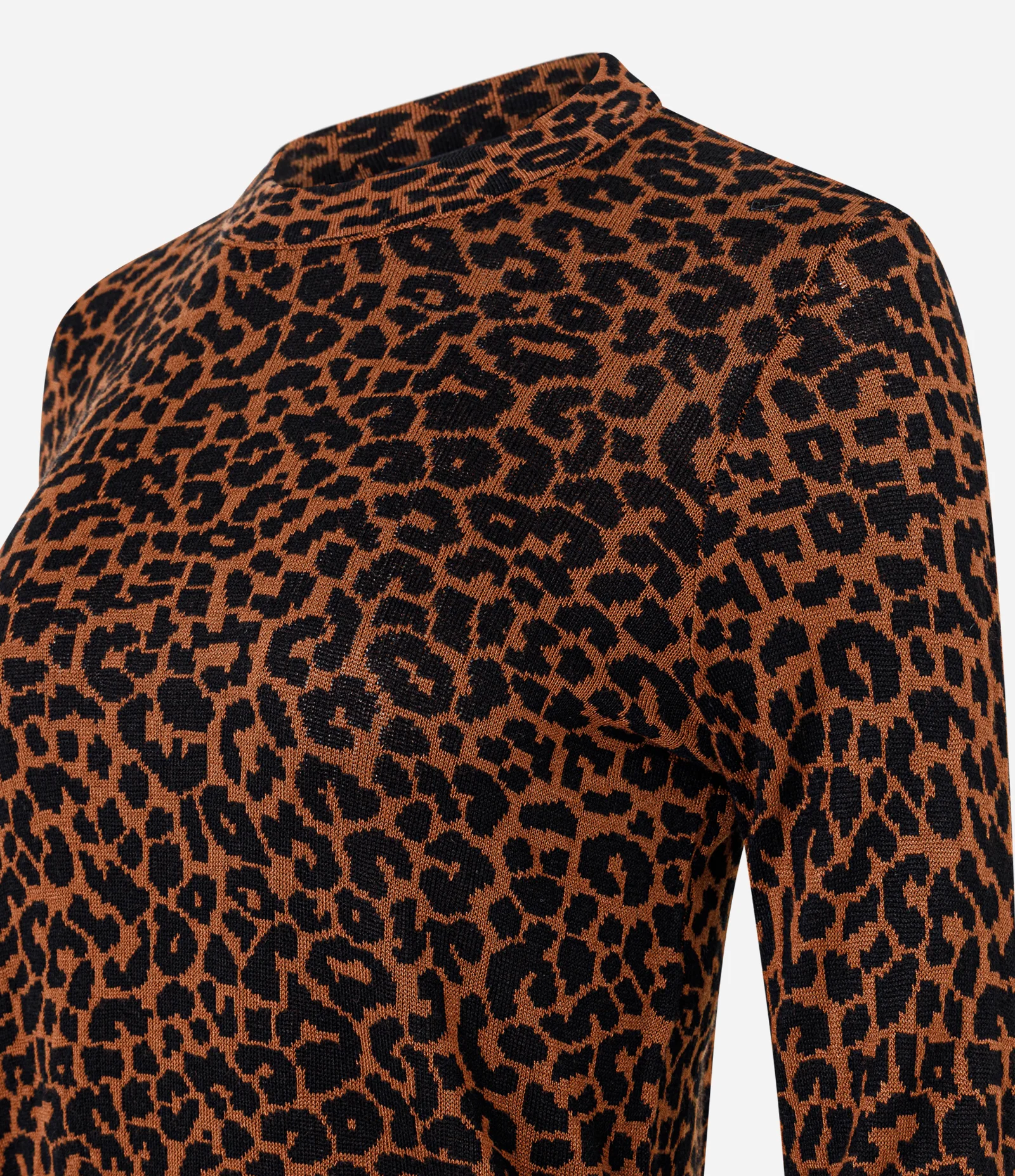 Blusa Manga Longa em Tricô com Estampa Animal Print Marrom 2