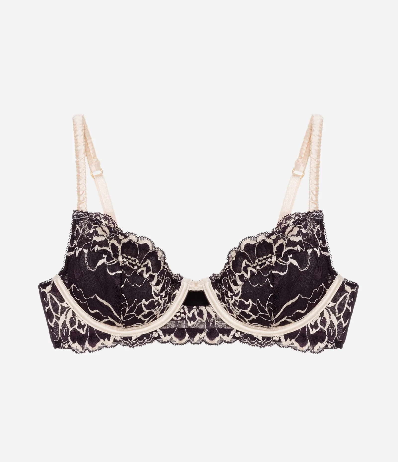 Sutiã com Aro Sem Bojo em Renda Floral Roxo/Bege 5