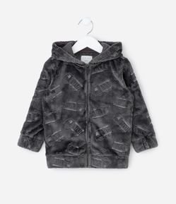 Casaco Infantil com Capuz e Estampa Caminhões em Relevo – Tam 1 a 6 Anos