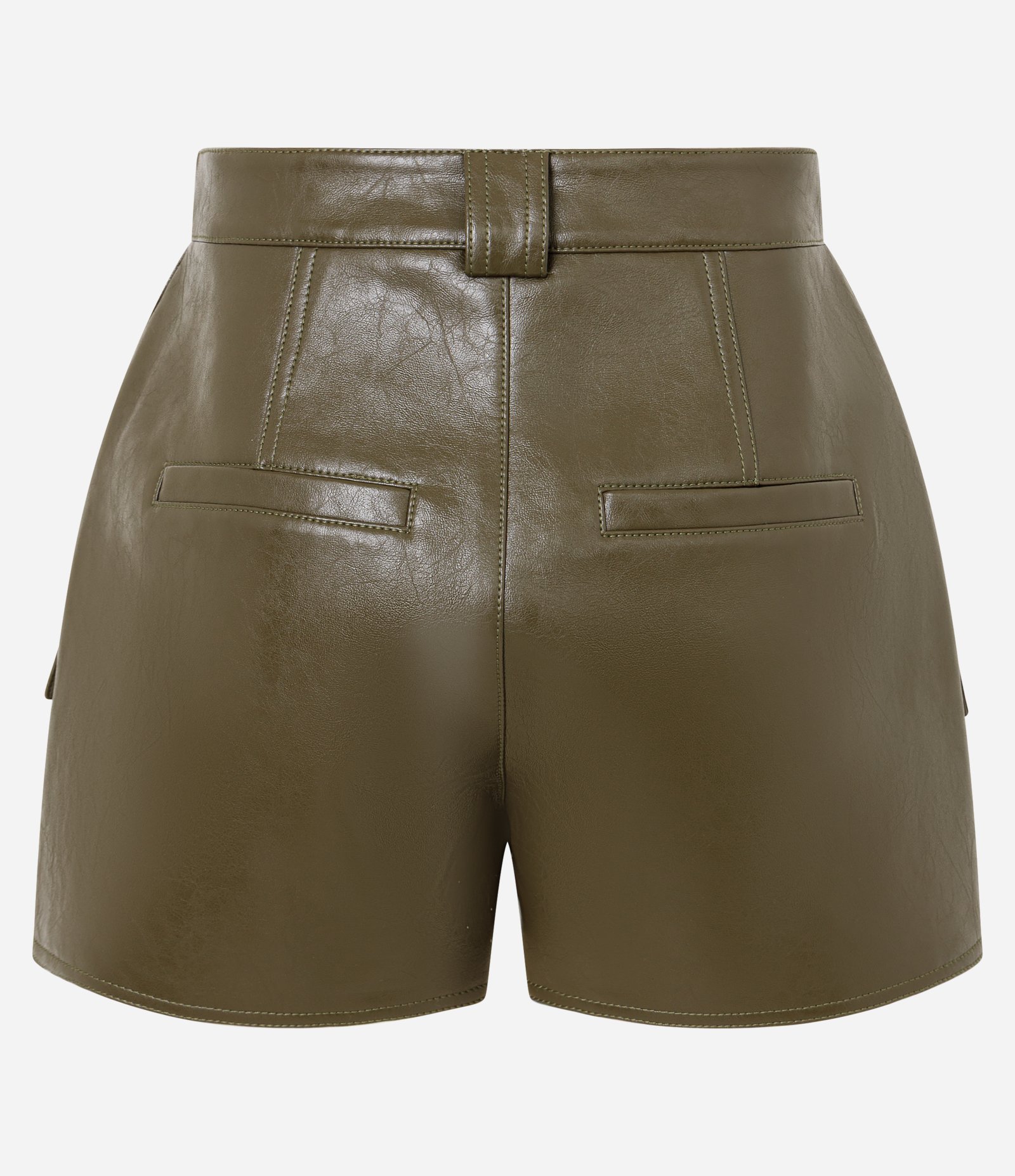 Short Saia Curto em PU com Bolsos Frontais Verde 6