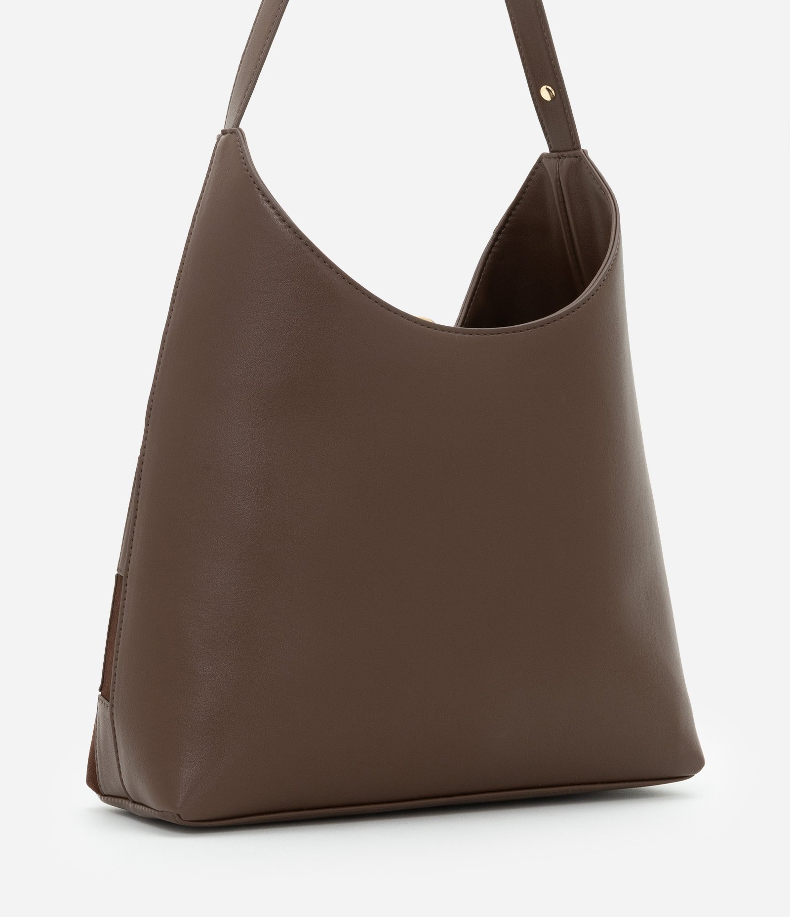 Bolsa Hobo Média em PU Texturizado Marrom 3