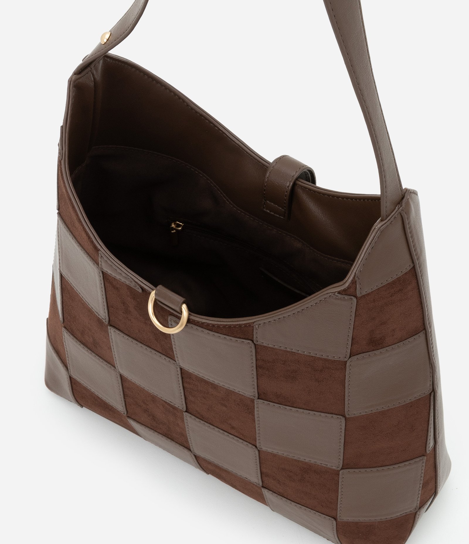 Bolsa Hobo Média em PU Texturizado Marrom 4