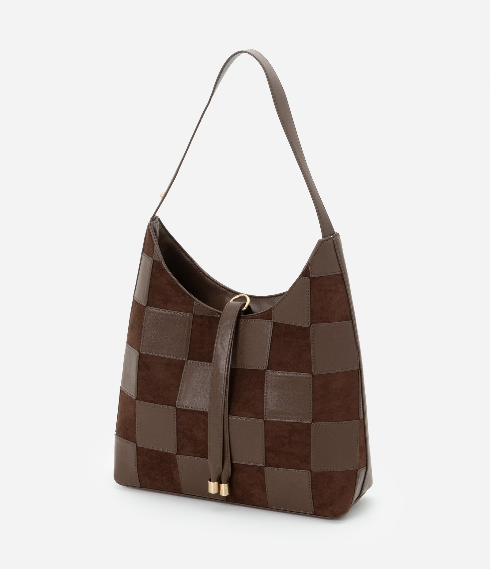 Bolsa Hobo Média em PU Texturizado Marrom 6