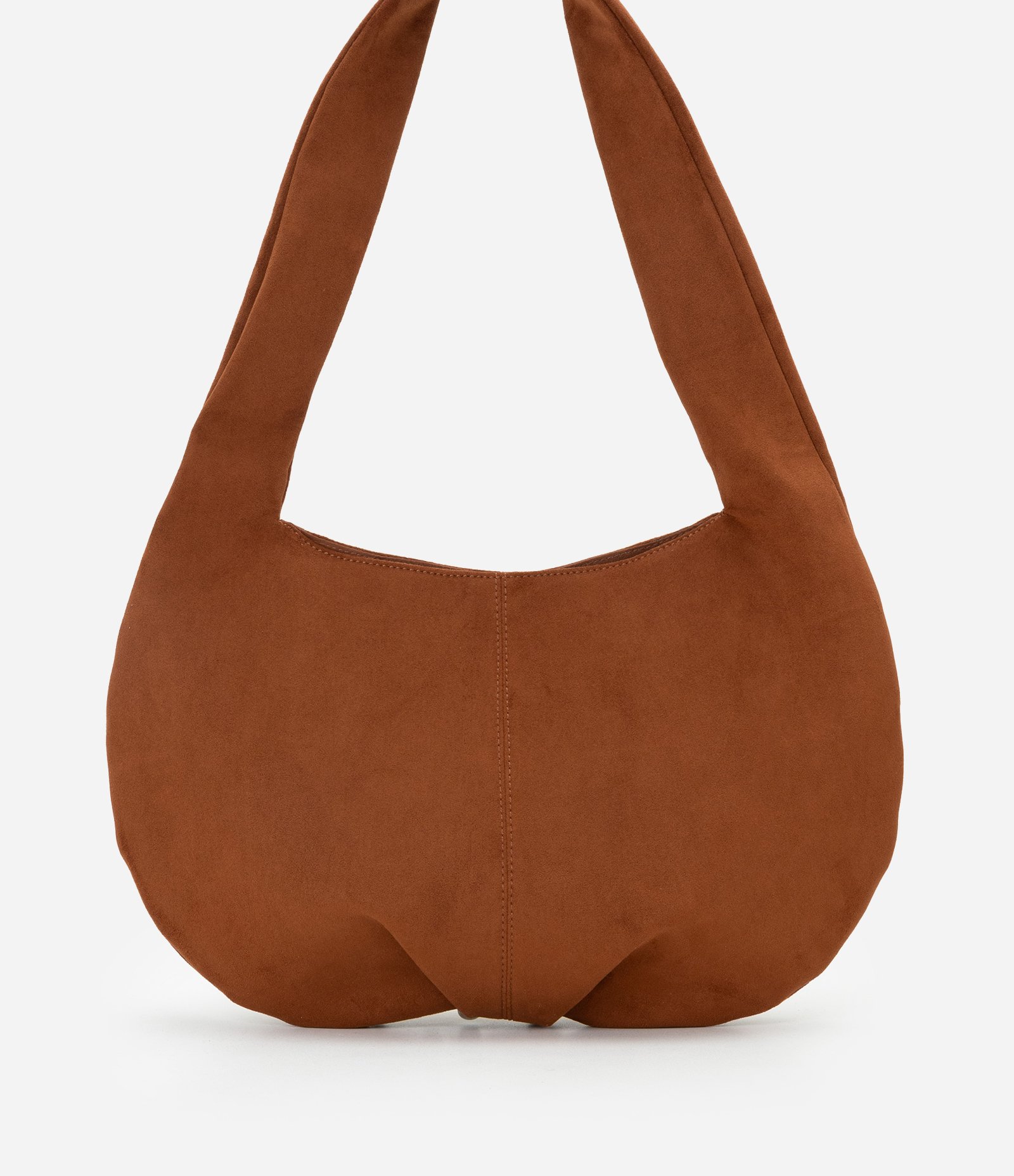Bolsa Baguete Pequena em Suede com Metais nas Laterais Marrom 4