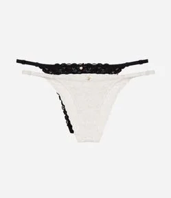 Kit 02 Calcinhas String em Renda Floral