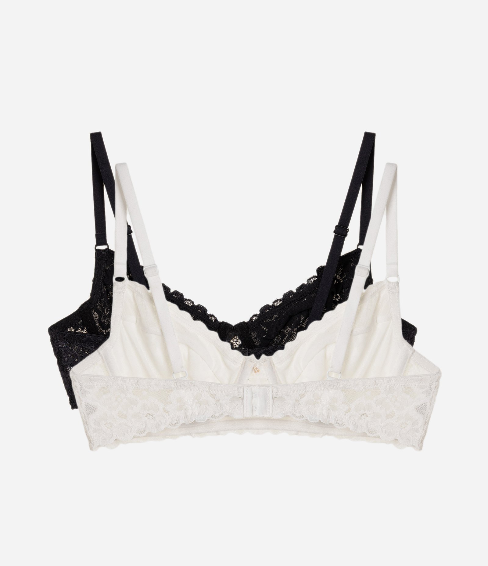 Kit 02 Sutiãs Meia Taça em Renda Floral Branco/Preto 2