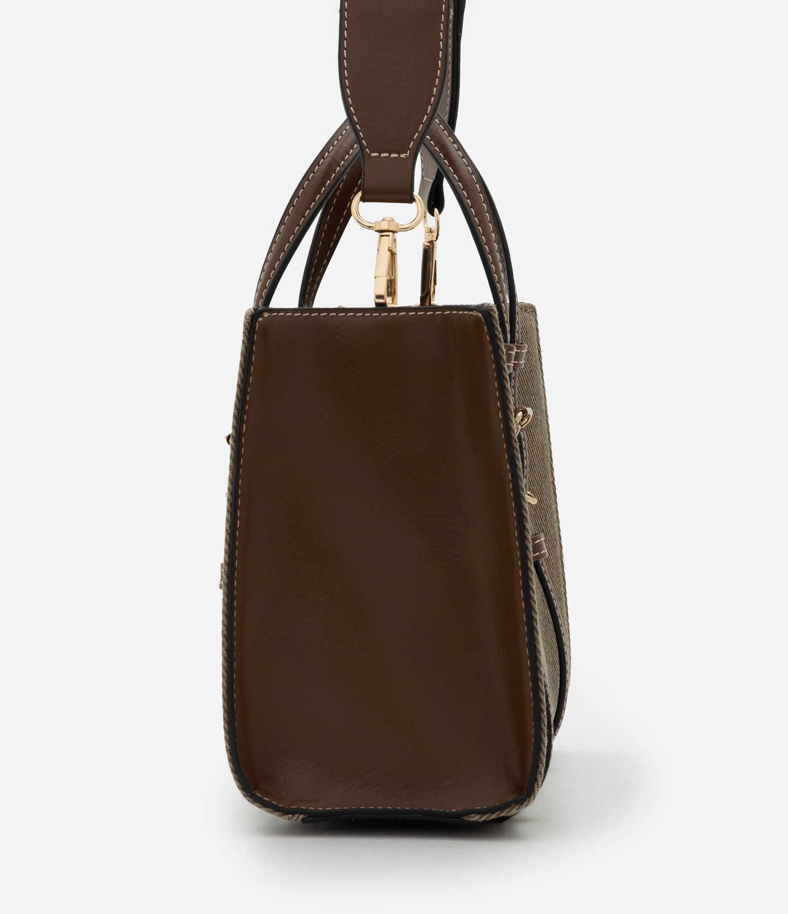 Bolsa Satchel Média em Sarja com Alça Longa Gorgorão Marrom 2