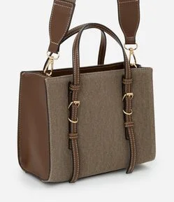 Bolsa Satchel Média em Sarja com Alça Longa Gorgorão