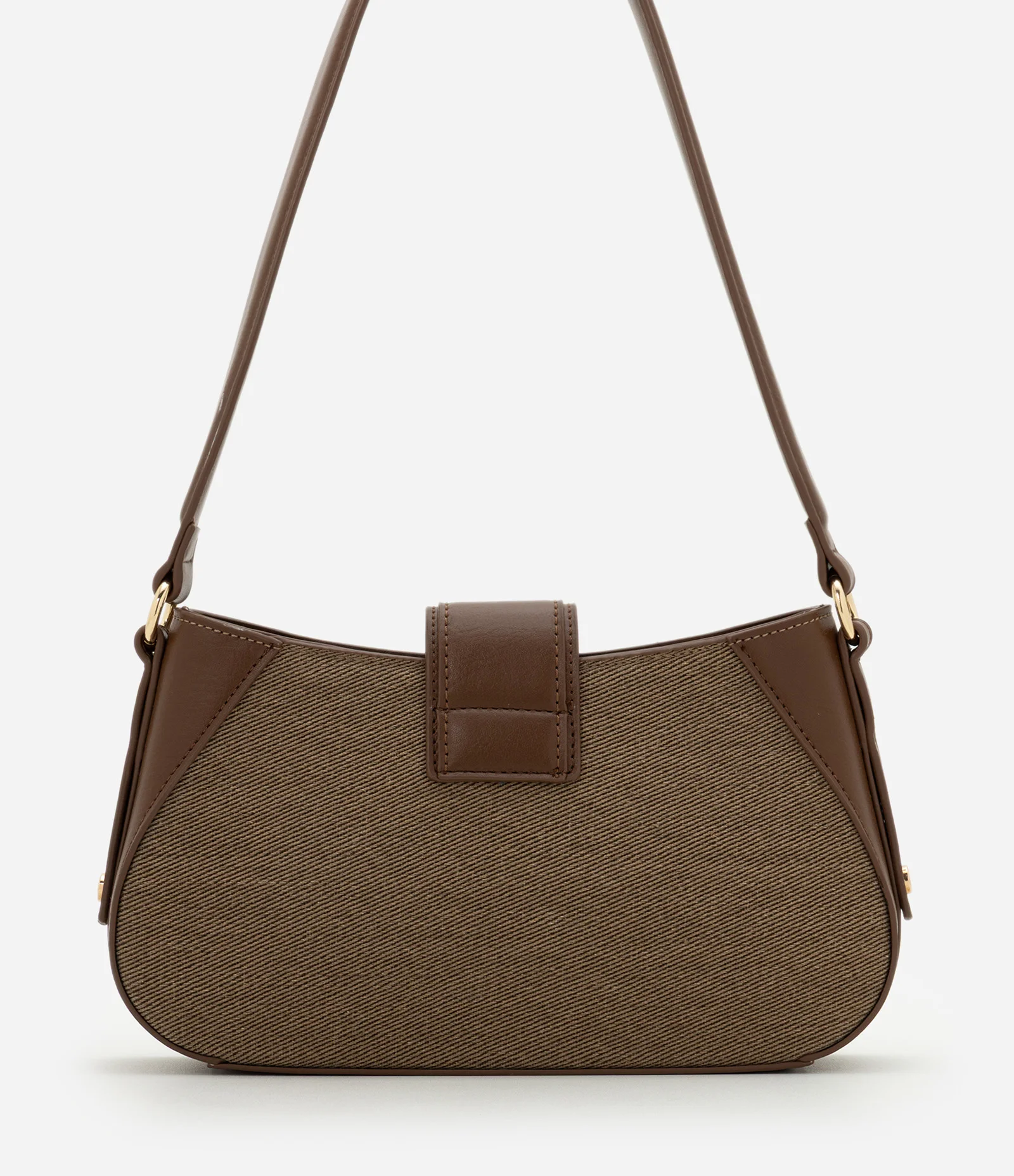 Bolsa Baguete Pequena com Fechamento Lapela Marrom 3