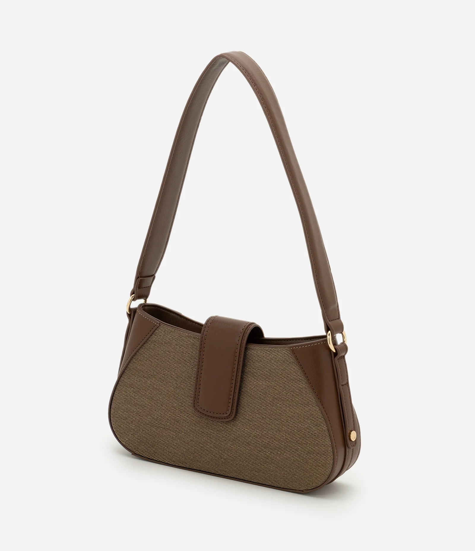 Bolsa Baguete Pequena com Fechamento Lapela Marrom 5