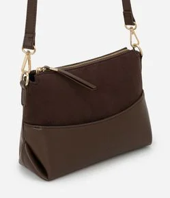 Bolsa Transversal Pequena em PU com Zíper