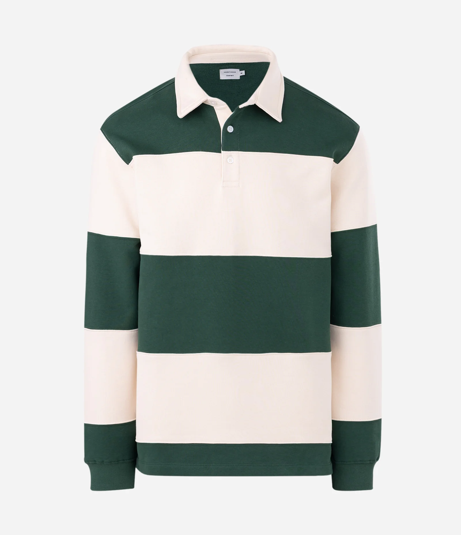 Moletom com Gola Polo e Estampa Listrada Verde/Branco 2