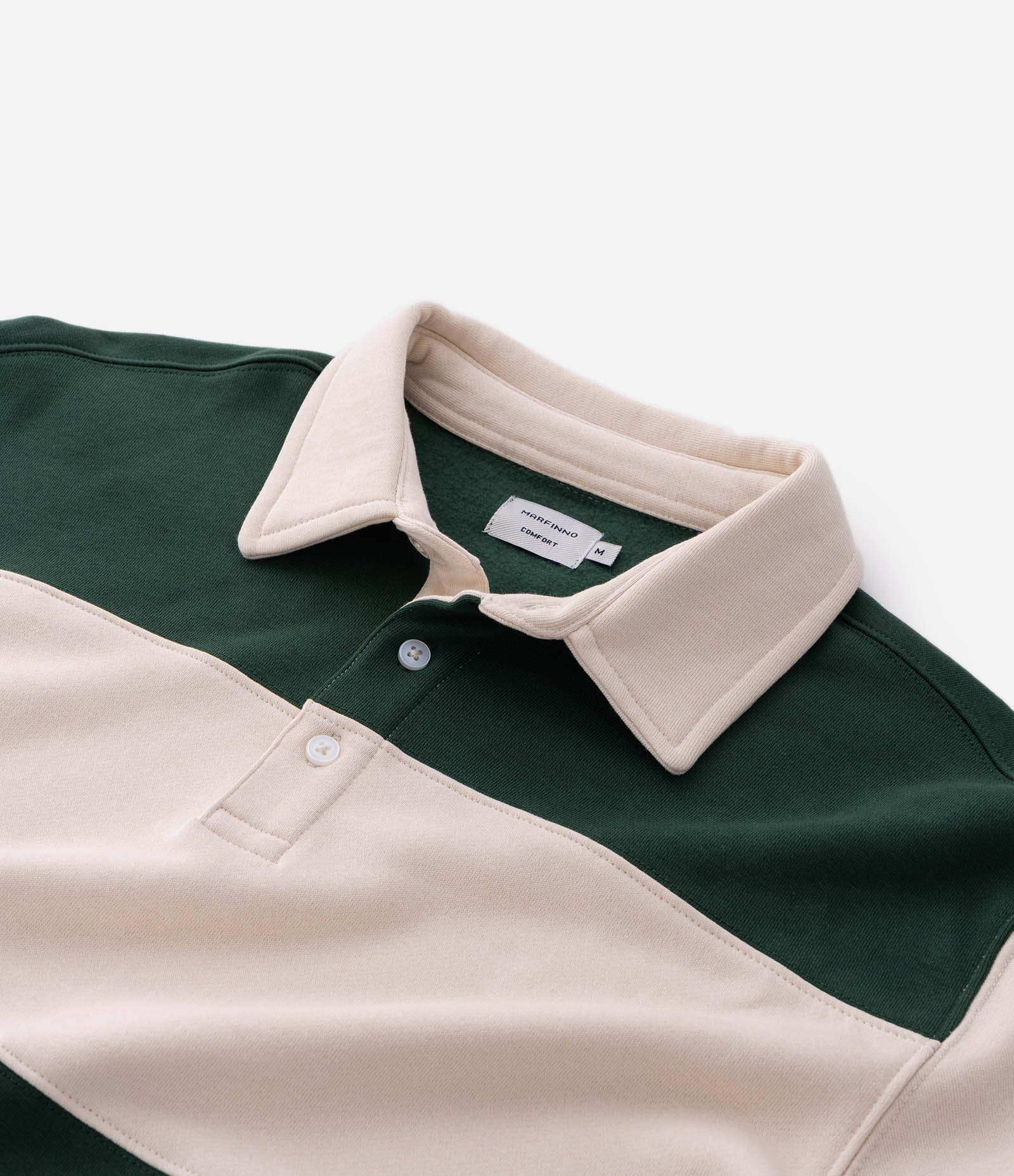 Moletom com Gola Polo e Estampa Listrada Verde/Branco 5