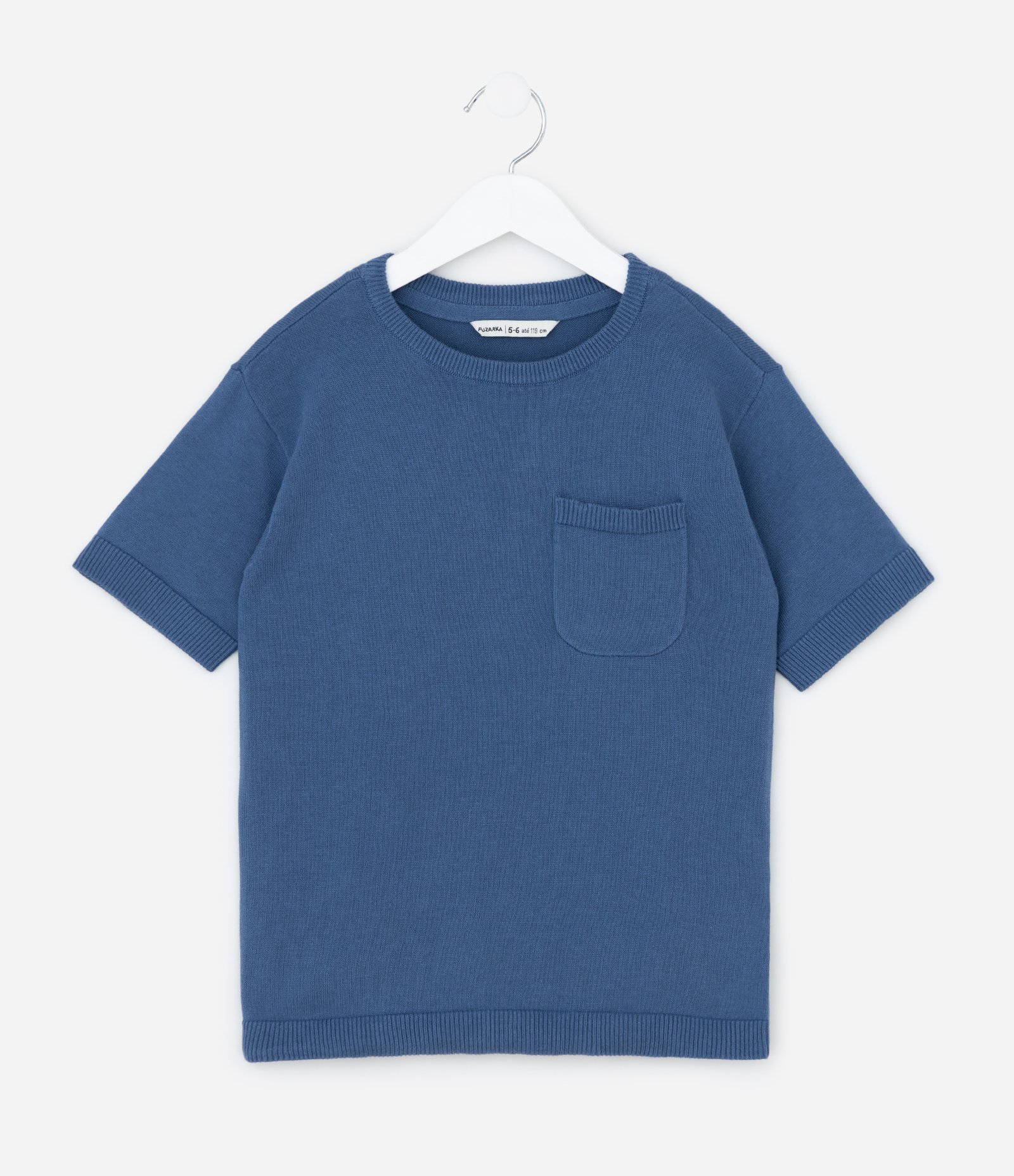 Camiseta Infantil em Retilínea com Bolsinho - Tam 5 a 14 Anos Azul Marinho 1