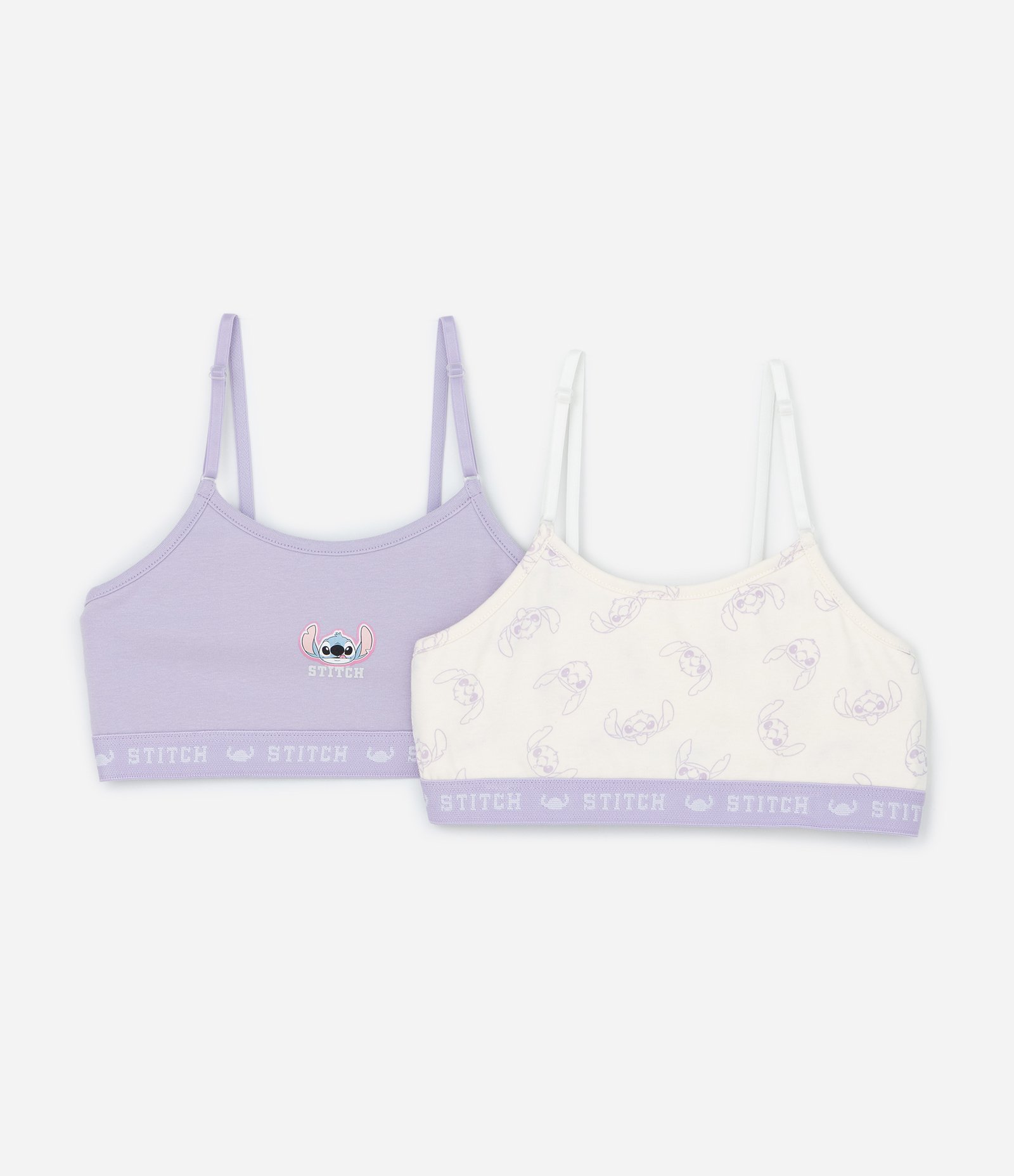 Kit 02 Sutiãs Infantis em Algodão com Estampa Stitch - Tam 9 A 14 Anos Sortido 1