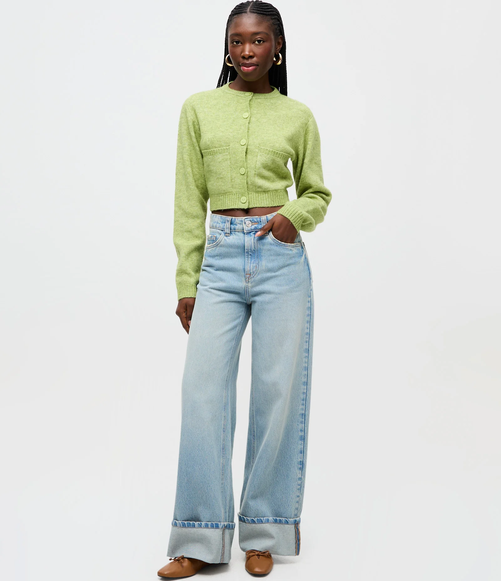 Cardigan Curto em Tricô com Textura Atoalhada Verde 2