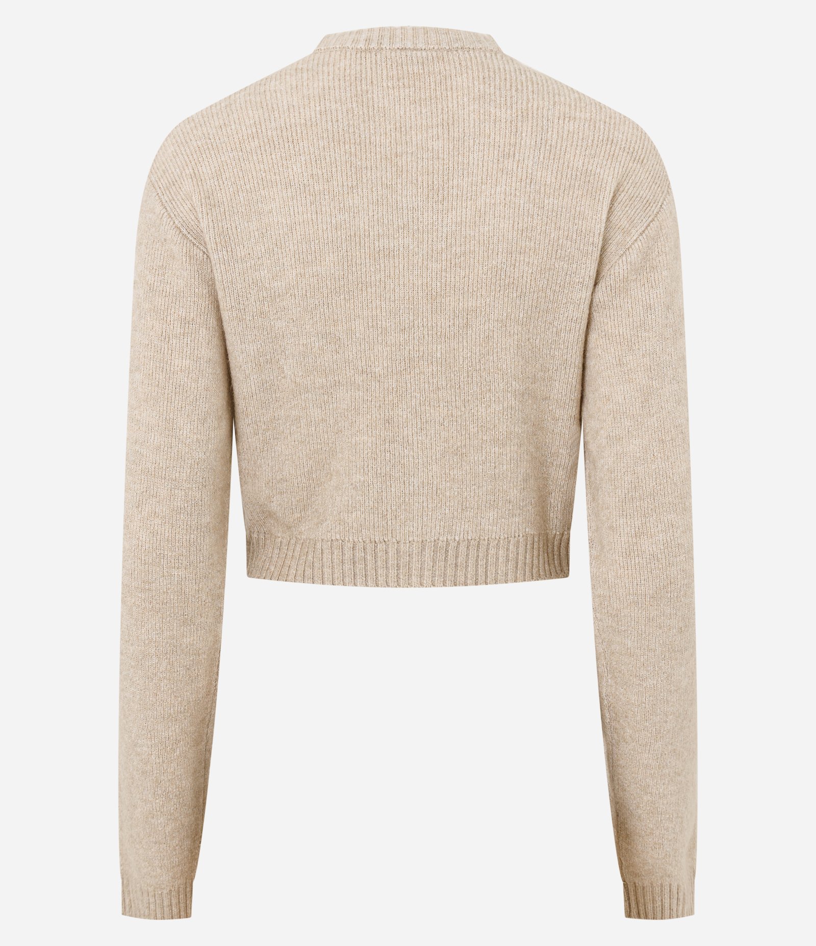 Cardigan Curto em Tricô com Textura Atoalhada Bege 3