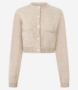 Cardigan Curto em Tricô com Textura Atoalhada