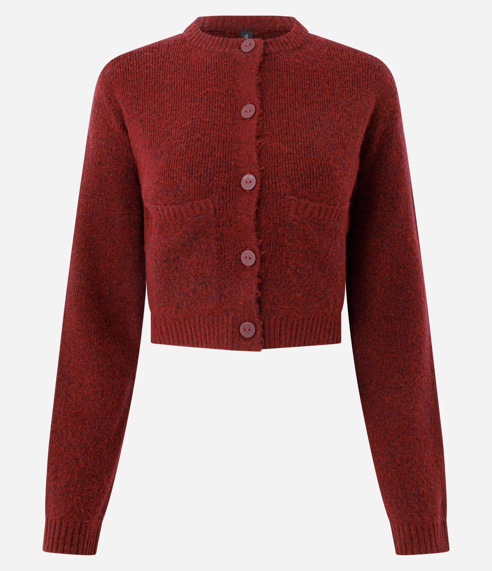Cardigan Curto em Tricô com Textura Atoalhada Vermelho 1