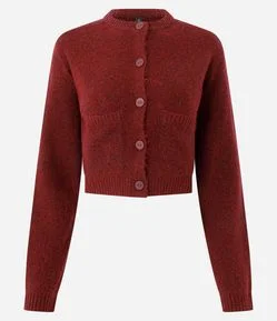 Cardigan Curto em Tricô com Textura Atoalhada