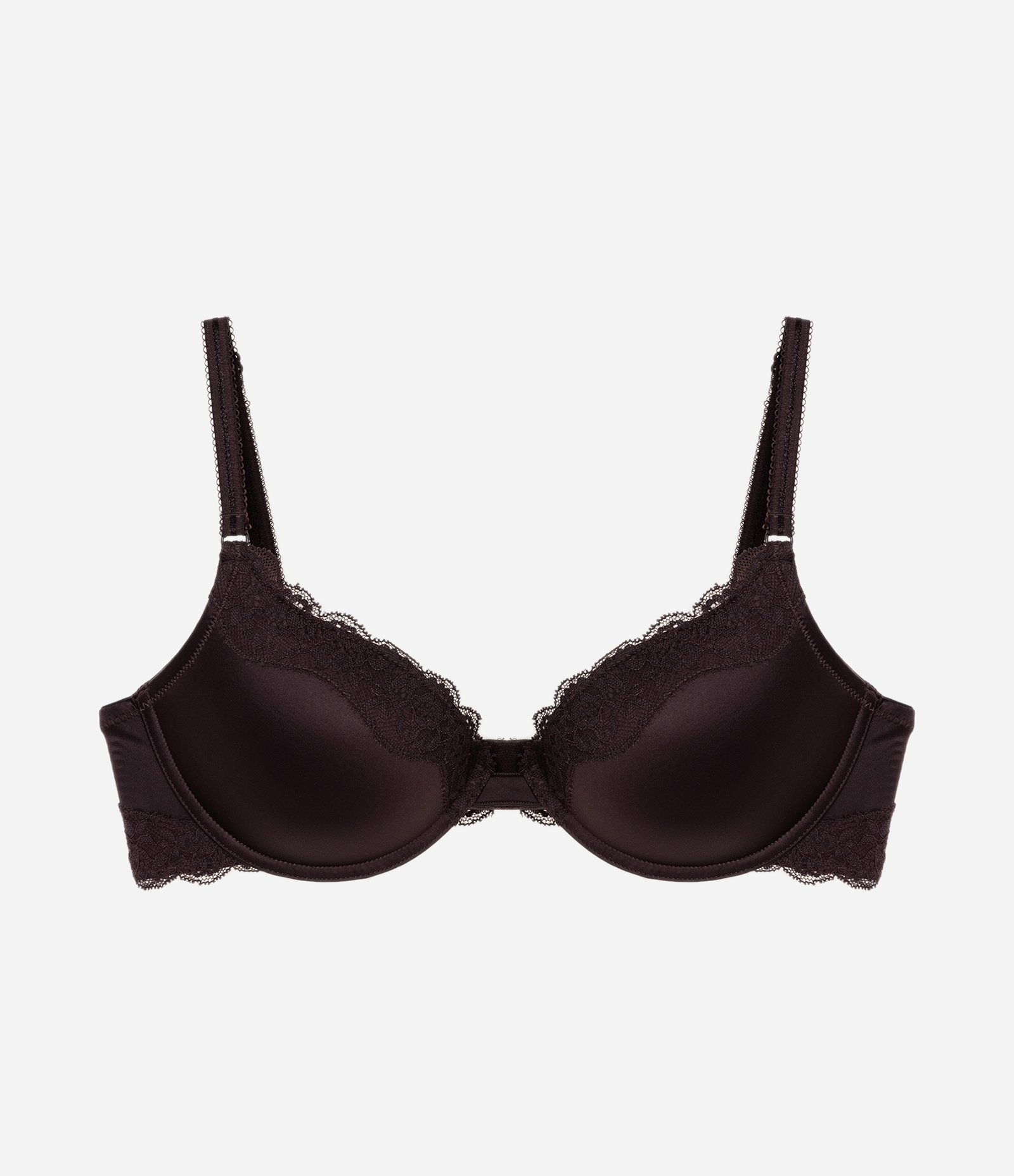 Sutiã Meia Taça em Microfibra com Detalhes em Renda e Bojo Marrom 6